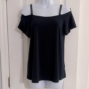 MICHAEL Michael Kors Navy Blue Studded Cold Shoulder Blouse